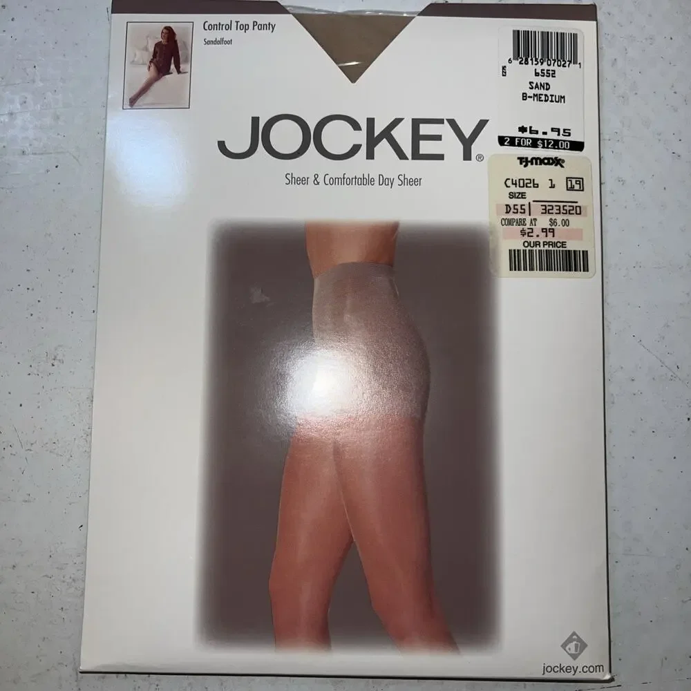 Vintage Jockey Control Top Sandalfoot Sheer Comfort 6552 B Medium Sand